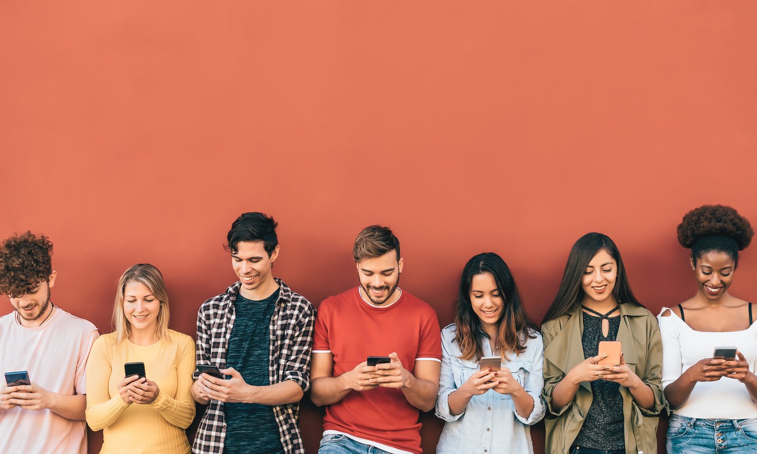 Group of Young People Using Smartphone